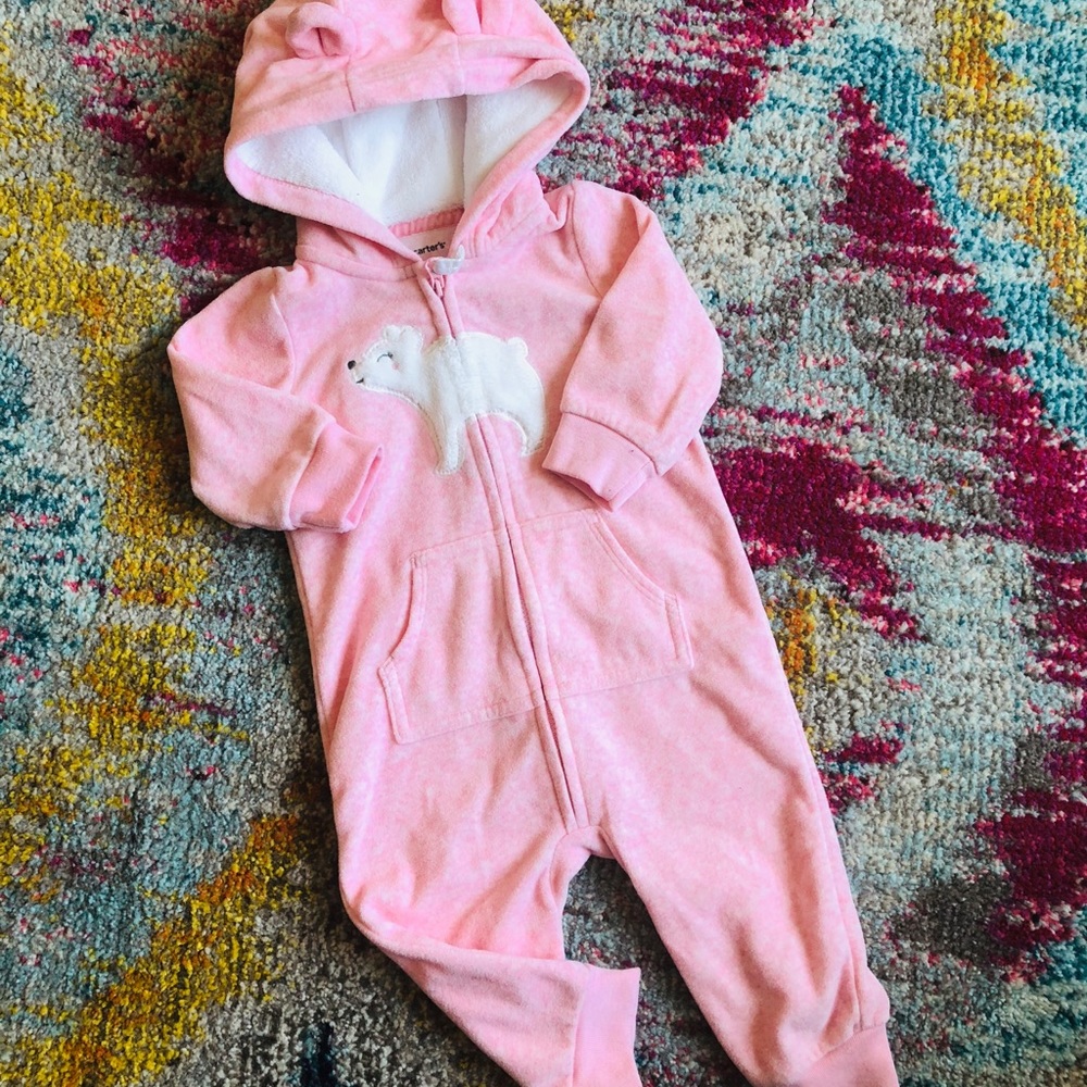 Carter’s Baby Girl’s Pink Fleece Coveral